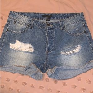 high waisted distressed denim shirts